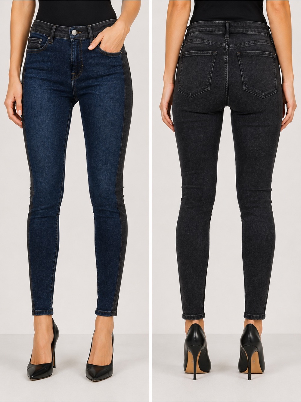 FRAME Le One Skinny Jeans Size 1 Teller Blue Black Two Tone Stretch